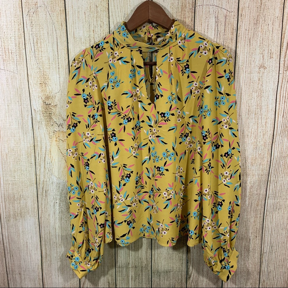 NWT Maeve Anthropologie Meadowsweet Long Sleeve High-neck Floral Blouse Sz 0
